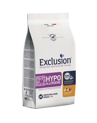 EXCLUSION Hypoallergenic M-L 12 kg kaczka i ziemniaki karma sucha dla psów średnich i dużych ras