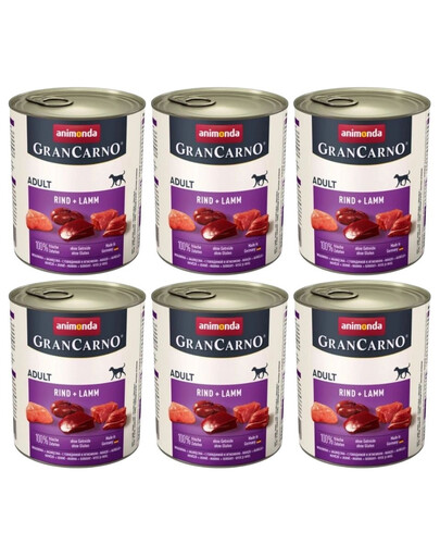 Animonda Grancarno Original Rind + Lamm 6x400 g - mokra karma dla psów z wołowiną i jagnięciną