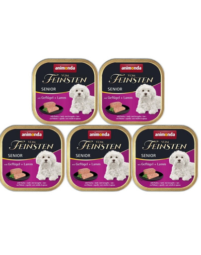 Animonda Vom Feinsten Senior mit Geflugel + Lamm 5x150 g - mokra karma dla starszych psów z drobiem i jagnięciną