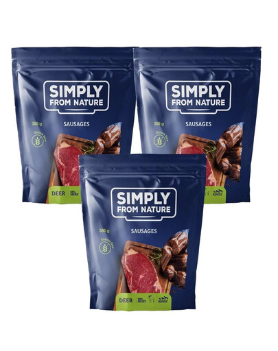 SIMPLY FROM NATURE Naturalne kiełbaski z mięsem jelenia i kolagenu, 3x300g