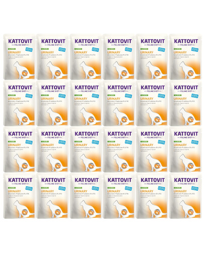 KATTOVIT Feline Diet Urinary Iindyk 24 x 85 g dla kotów aby zapobiec powstawaniu kamieni struwitowych