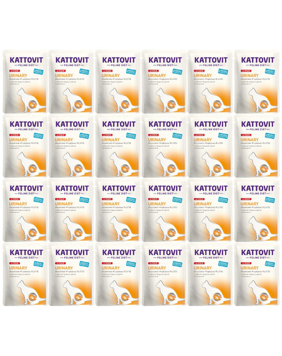 KATTOVIT Feline Diet Urinary z cielęciną 24 x 85 g dla kotów aby zapobiec powstawaniu kamieni struwitowych