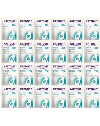 KATTOVIT Feline Diet Gastro Kaczka z ryżem 24 x 85 g dla kotów z problemami żołądkowo-jelitowymi