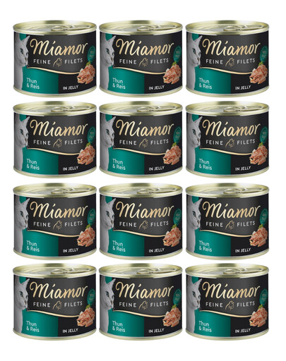 MIAMOR Feline Filets Tuna and rice in jelly 12 x 185 g mokra karma dla kotów w galaretce Tuńczyk i ryż