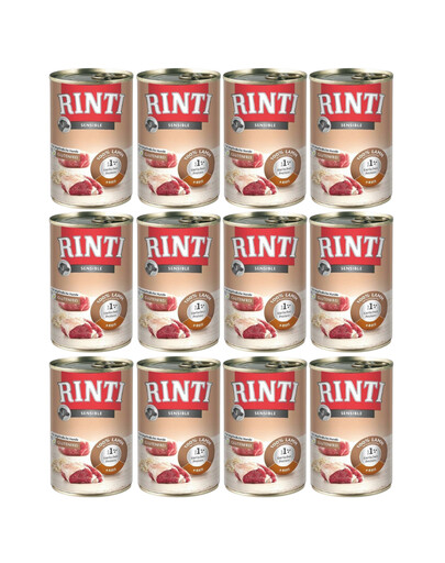 RINTI Sensible 12x400 g - Mokra karma dla psów, Jagnięcina z ryżem