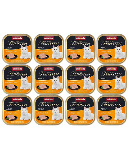 Animonda Vom Feinsten Adult mit Geflugel + Kalb 12x100 g - mokra karma dla dorosłych kotów z drobiem i cielęciną