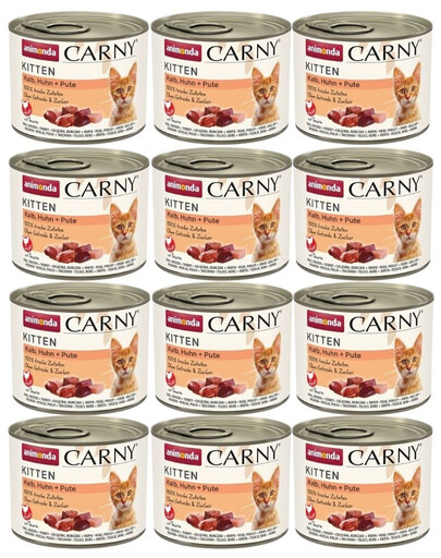 ANIMONDA Carny Kitten Veal Chicken and Turkey karma mokra dla kociąt z cielęciną, kurczakiem i indykiem 12x200 g
