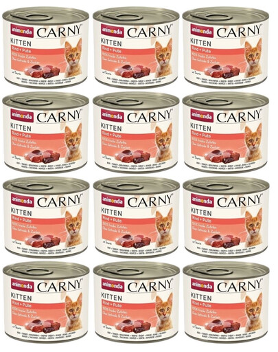 ANIMONDA Carny Kitten Beef and Turkey karma mokra dla kociąt z wołowiną i indykiem 12x200 g