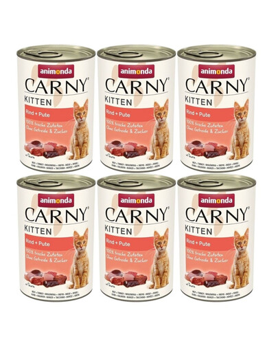 ANIMONDA Carny Kitten Beef amd Turkey mokra karma dla kociąt z wołowiną i indykiem 6x400 g