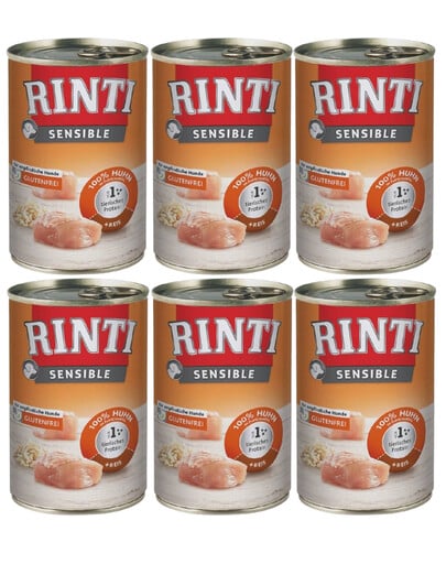 RINTI Sensible 6x400 g - Mokra karma dla psów, Kurczak z ryżem