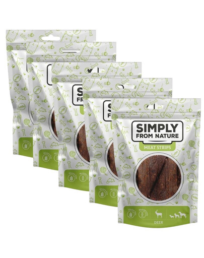 SIMPLY FROM NATURE Meat Strips - Mięsne paski dla psów z jeleniem, 5x80 g