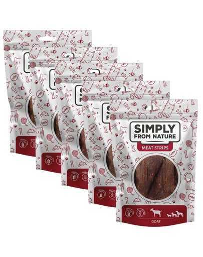 SIMPLY FROM NATURE Meat Strips - Mięsne paski dla psów z kozy, 5x80 g