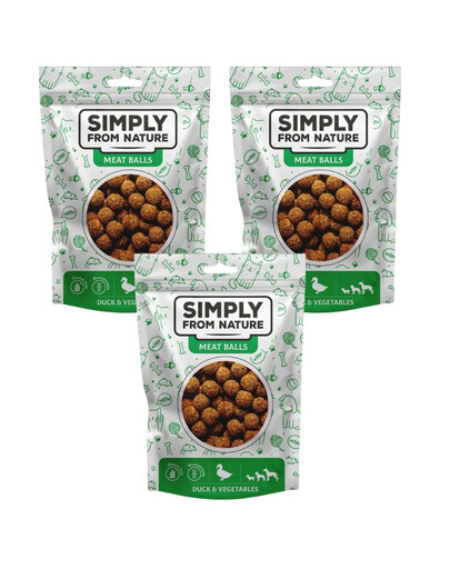 SIMPLY FROM NATURE Meat Balls Kulki z kaczką i warzywami dla psów wszystkich ras 3x80 g