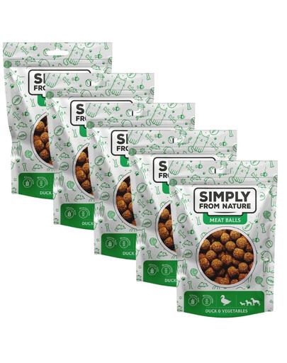 SIMPLY FROM NATURE Meat Balls Kulki z kaczką i warzywami dla psów wszystkich ras 5x80 g