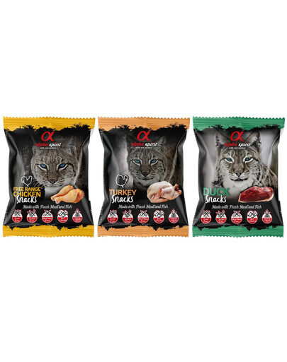 ALPHA SPIRIT przysmak dla kota kostka Mix smaków 30x50 g Kurczak Indyk Kaczka