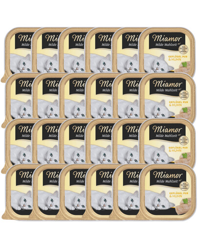 MIAMOR Milde Mahlzeit Poultry Pure&Chicken 24x100g drób i kurczak Mokra karma dla dorosłych kotów