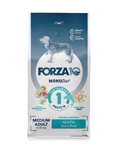 FORZA10 Medium Diet Fish 12 kg hipoalergiczna sucha karma dla psów średnich ras z rybą