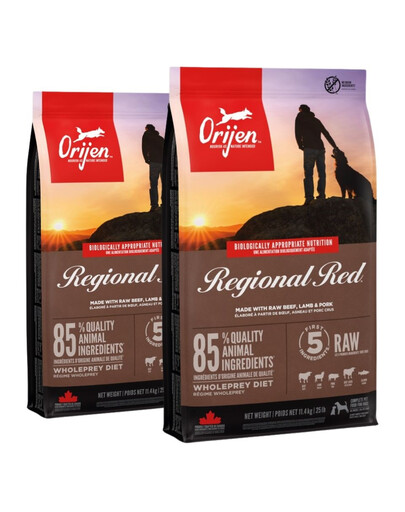 Orijen Regional Red - sucha karma dla psów dorosłych 22,8 kg (2 x 11,4 kg)