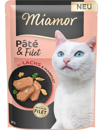 MIAMOR Pate & Filet with Salmon 85 g mokra karma dla dorosłych kotów z łososiem