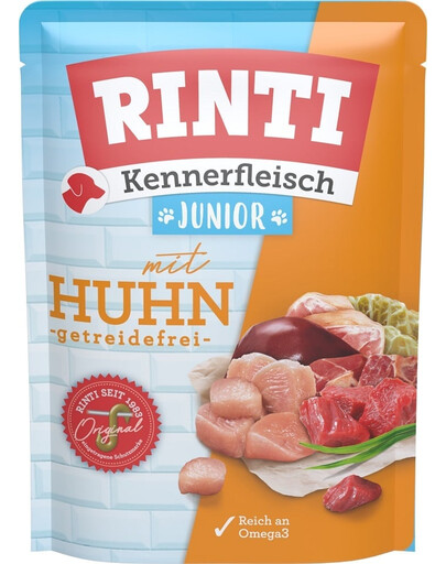 RINTI Kennerfleisch Junior Chicken 400 g karma mokra w saszetkach dla rosnących psów Kurczak