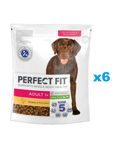 Perfect Fit Adult 1+ Bogaty W Kurczaka sucha karma dla dorosłych psów rasy dużej 6x825g