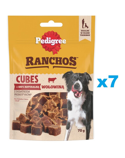 PEDIGREE Ranchos Cubes Wołowina karma uzupełniająca dla dorosłych psów 7x70 g