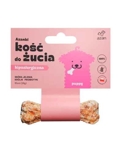AZANKI Kość do żucia hipoalergiczna ze skóry jelenia dla szczeniaka Puppy 10cm