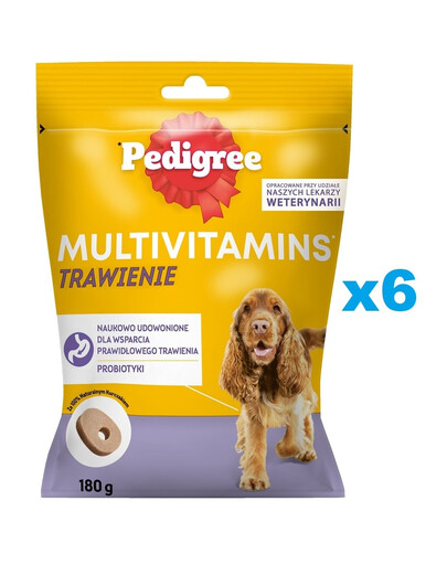 PEDIGREE Multivitamins Trawienie Kurczak 6x180 g karma uzupełniająca na trawienie dla dorosłych psów