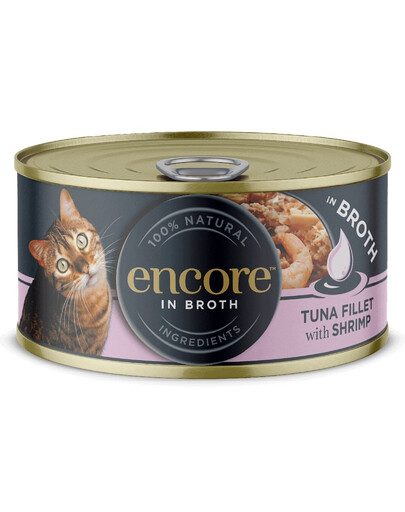 ENCORE Cat in Broth filet z tuńczyka z krewetkami 16x70g uzupełniająca karma w bulionie dla kota