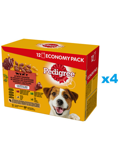 PEDIGREE Adult Wybór smaków  48x100 g Mokra karma dla psów mix smaków w galaretce