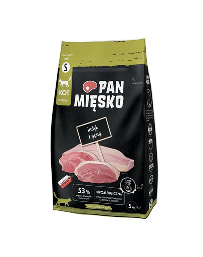 PAN MIĘSKO Indyk z gęsią chrupki S 5 kg hipoalergiczna sucha dla kotów