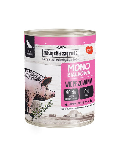 WIEJSKA ZAGRODA Wieprzowina dla dorosłych psów 400 g monobiałkowa mokra karma