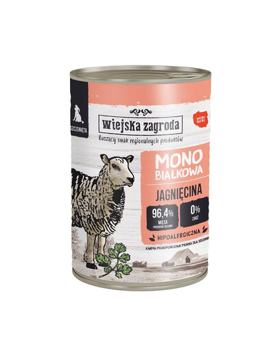 WIEJSKA ZAGRODA Jagnięcina dla szczeniąt 400 g monobiałkowa mokra karma