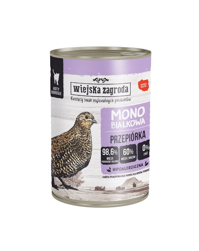 WIEJSKA ZAGRODA Przepiórka 400 g monobiałkowa mokra karma dla kotów