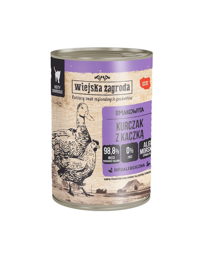 WIEJSKA ZAGRODA Kurczak z kaczką mokra karma dla dorosłych kotów 400 g