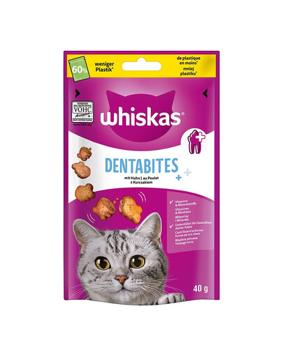 WHISKAS Dentabites z kurczakiem dla kotów 40 g przysmak dentystyczne