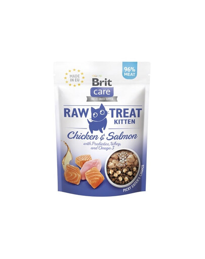 BRIT Care Raw Treat Kitten liofilizowany przysmak dla kociąt 40 g Kurczak i łosoś z probiotykami