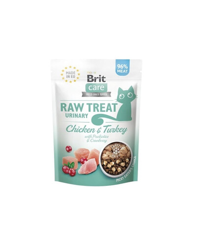 BRIT Care Raw Treat Urinary Cat liofilizowany przysmak dla kota 40 g Kurczak i indyk z probiotykami
