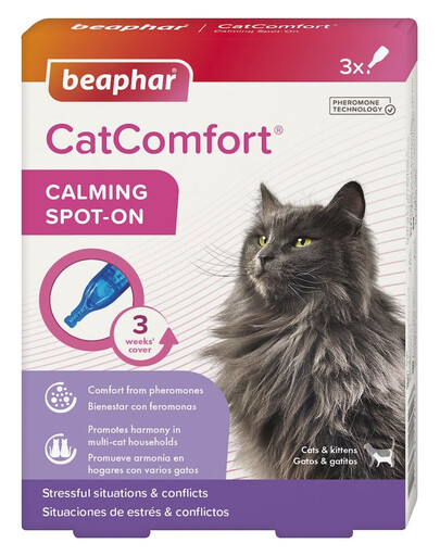 BEAPHAR CatComfort Calming Spot-On feromony uspokajające dla kotów w kroplach 3x0,55 ml