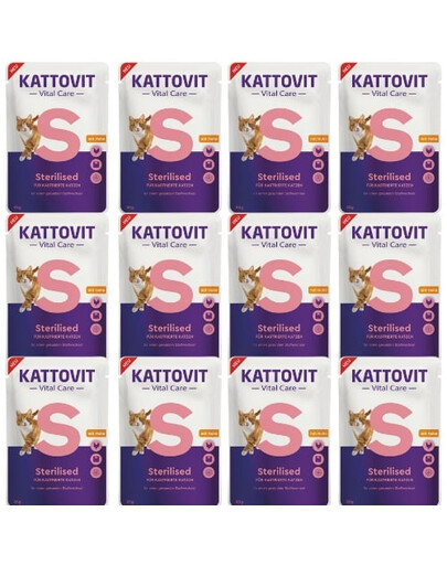 KATTOVIT Vital Care Sterilised z kurczakiem 12x85 g dla wykastrowanych kotów w sosie