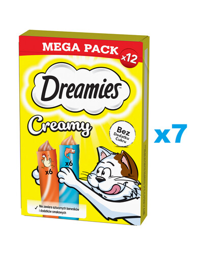 DREAMIES Creamy MEGA PACK z kurczakiem i z łososiem 84x10 g karma uzupełniająca dla kotów