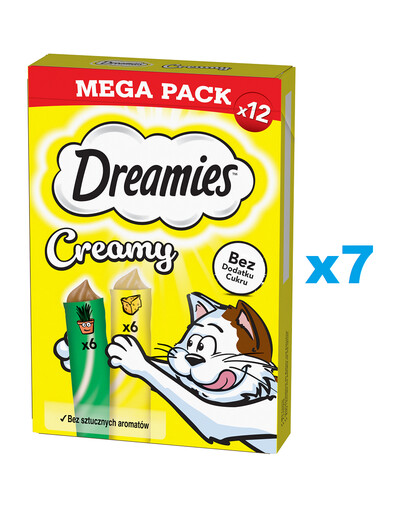 DREAMIES Creamy MEGA PACK z serem i z kocimiętką 84x10 g karma uzupełniająca dla kotów