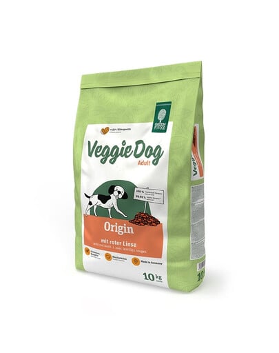 GREEN PETFOOD VeggieDog Origin 10kg sucha karma dla dorosłych psów z czerwoną soczewicą