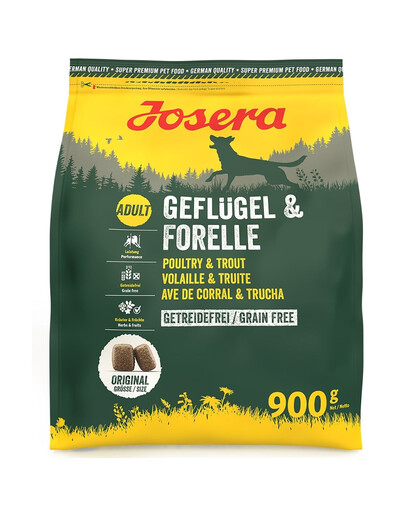 JOSERA Geflügel Forelle sucha bezzbożowa karma dla wysportowanych psów 900 g