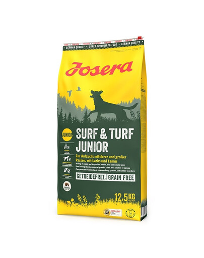 JOSERA Surf Turf Junior sucha bezzbożowa karma dla szczeniąt średnich i dużych ras z łososiem i jagnięciną 12,5 kg