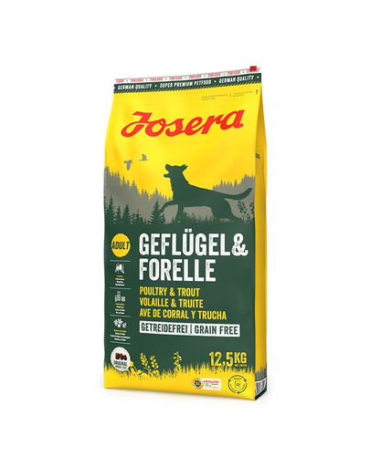 JOSERA Geflügel Forelle sucha bezzbożowa karma dla wysportowanych psów 12,5 kg