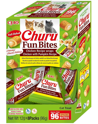 INABA Cat Fun Bites Chicken with Pumpkin Recipe wraps Kurczak i dynia 8x12g przysmak dla kota