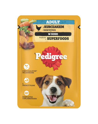 PEDIGREE Adult saszetka 100 g mokra karma pełnoporcjowa dla dorosłych psów, z kurczakiem i warzywami, w sosie