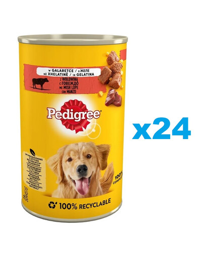 PEDIGREE z Wołowiną w Galaretce Puszka 24x400 g - mokra karma dla psów