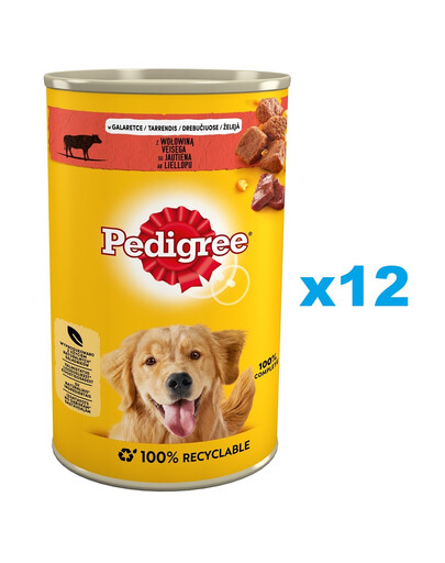 PEDIGREE z Wołowiną w Galaretce Puszka 12x1200g - mokra karma dla psów